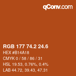 カラーコード: RGB 177 74.2 24.6 | qconv.com