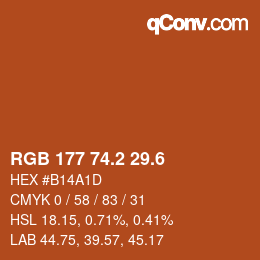 カラーコード: RGB 177 74.2 29.6 | qconv.com