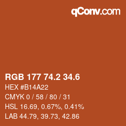 カラーコード: RGB 177 74.2 34.6 | qconv.com