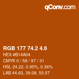 カラーコード: RGB 177 74.2 4.6 | qconv.com