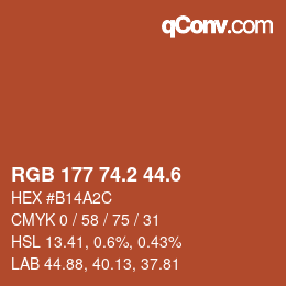 カラーコード: RGB 177 74.2 44.6 | qconv.com