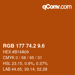 カラーコード: RGB 177 74.2 9.6 | qconv.com