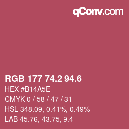 カラーコード: RGB 177 74.2 94.6 | qconv.com