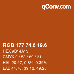 カラーコード: RGB 177 74.6 19.6 | qconv.com