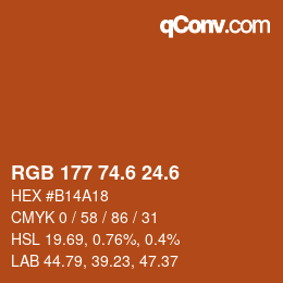 カラーコード: RGB 177 74.6 24.6 | qconv.com