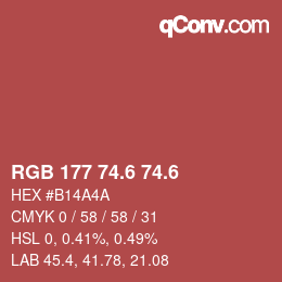 カラーコード: RGB 177 74.6 74.6 | qconv.com