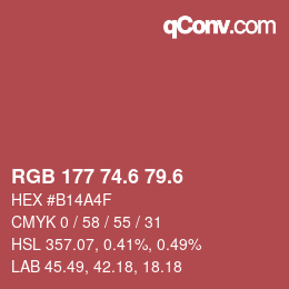カラーコード: RGB 177 74.6 79.6 | qconv.com