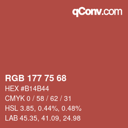 Color code: RGB 177 75 68 | qconv.com