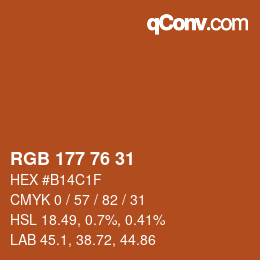 Color code: RGB 177 76 31 | qconv.com