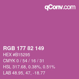 カラーコード: RGB 177 82 149 | qconv.com