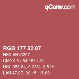 カラーコード: RGB 177 82 87 | qconv.com