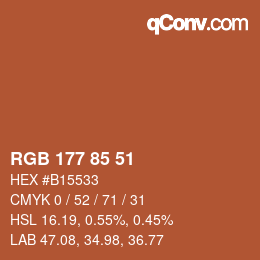 Color code: RGB 177 85 51 | qconv.com