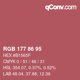 颜色代码: RGB 177 86 95 | qconv.com