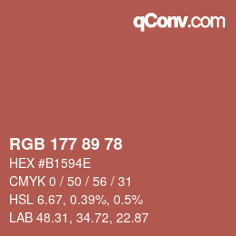 颜色代码: RGB 177 89 78 | qconv.com