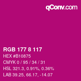カラーコード: RGB 177 8 117 | qconv.com