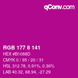 Color code: RGB 177 8 141 | qconv.com