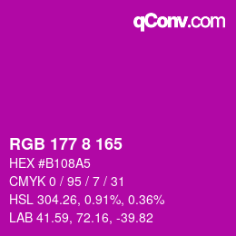 カラーコード: RGB 177 8 165 | qconv.com