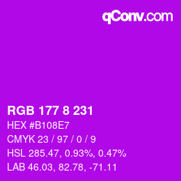 Code couleur: RGB 177 8 231 | qconv.com