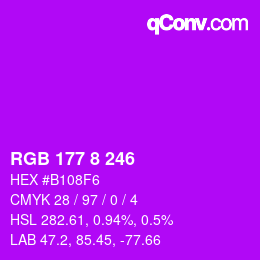 Color code: RGB 177 8 246 | qconv.com