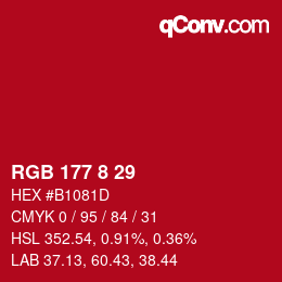Color code: RGB 177 8 29 | qconv.com