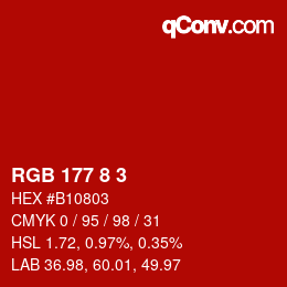 Color code: RGB 177 8 3 | qconv.com