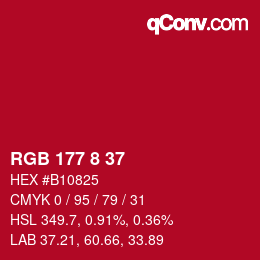 Farbcode: RGB 177 8 37 | qconv.com