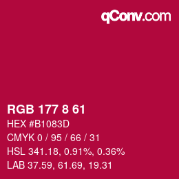 颜色代码: RGB 177 8 61 | qconv.com