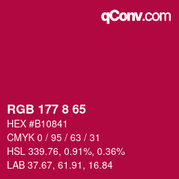 カラーコード: RGB 177 8 65 | qconv.com
