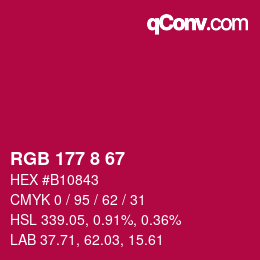 Color code: RGB 177 8 67 | qconv.com