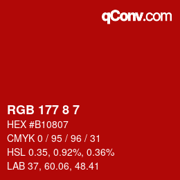 Color code: RGB 177 8 7 | qconv.com