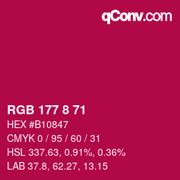 カラーコード: RGB 177 8 71 | qconv.com