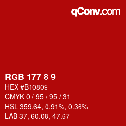 カラーコード: RGB 177 8 9 | qconv.com