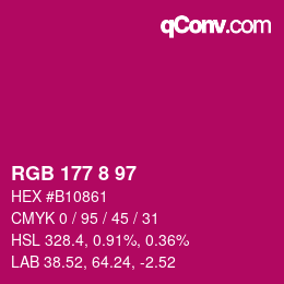 カラーコード: RGB 177 8 97 | qconv.com