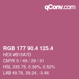 カラーコード: RGB 177 90.4 125.4 | qconv.com