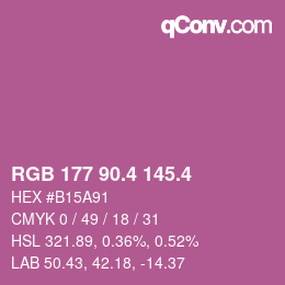 カラーコード: RGB 177 90.4 145.4 | qconv.com