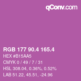 カラーコード: RGB 177 90.4 165.4 | qconv.com