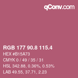 カラーコード: RGB 177 90.8 115.4 | qconv.com