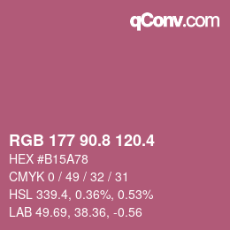カラーコード: RGB 177 90.8 120.4 | qconv.com