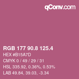 カラーコード: RGB 177 90.8 125.4 | qconv.com