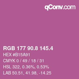 カラーコード: RGB 177 90.8 145.4 | qconv.com