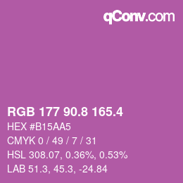 カラーコード: RGB 177 90.8 165.4 | qconv.com