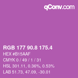 カラーコード: RGB 177 90.8 175.4 | qconv.com