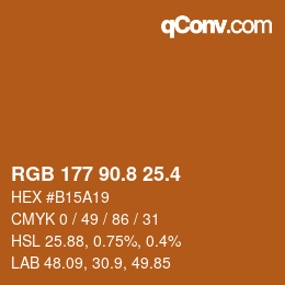 カラーコード: RGB 177 90.8 25.4 | qconv.com