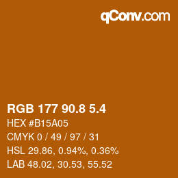 カラーコード: RGB 177 90.8 5.4 | qconv.com