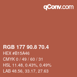カラーコード: RGB 177 90.8 70.4 | qconv.com