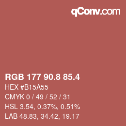 カラーコード: RGB 177 90.8 85.4 | qconv.com