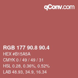 カラーコード: RGB 177 90.8 90.4 | qconv.com