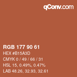 颜色代码: RGB 177 90 61 | qconv.com