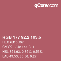 カラーコード: RGB 177 92.2 103.6 | qconv.com