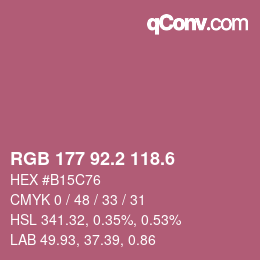 カラーコード: RGB 177 92.2 118.6 | qconv.com